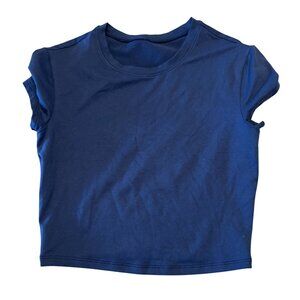 ALO Yoga Alosoft Crop Finesse Navy Blue Short Sleeve Tee Women's XS